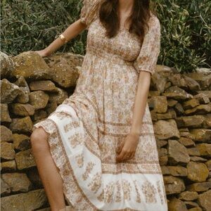 Spell Juniper Shirred Dress